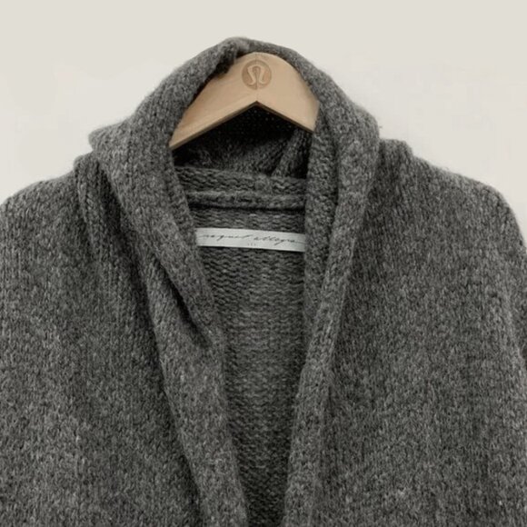 RAQUEL ALLEGRA DESTROYED BABY ALPACA OPEN FRONT HOODED CARDIGAN - Picture 7 of 14